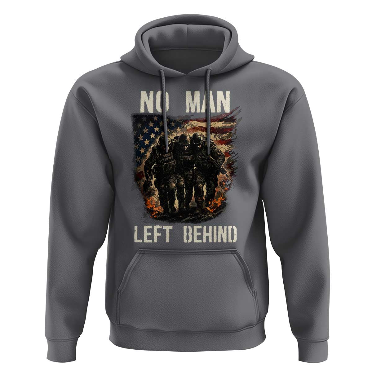 No Man Left Behind Soldiers Brotherhood Hoodie American Flag US Military