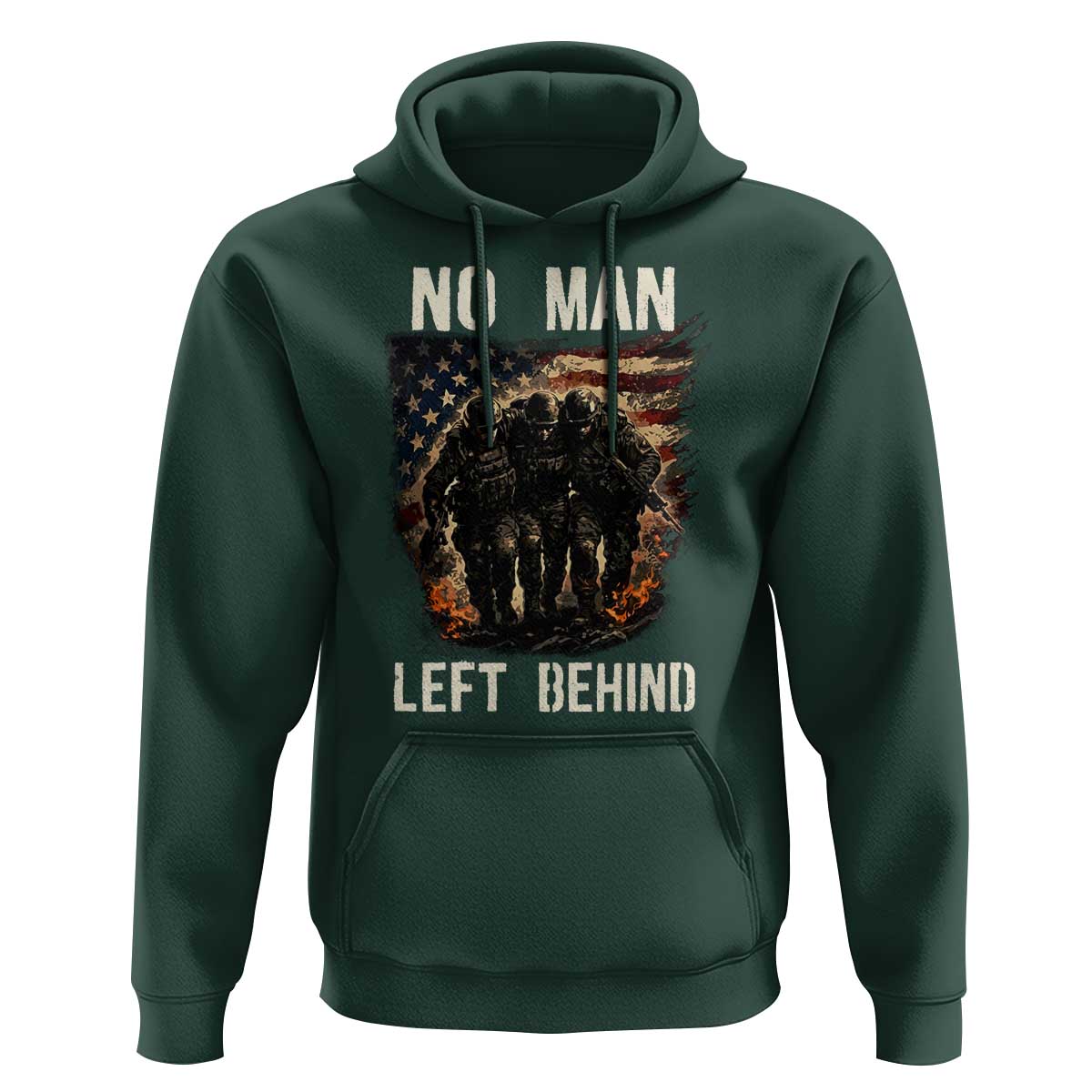 No Man Left Behind Soldiers Brotherhood Hoodie American Flag US Military