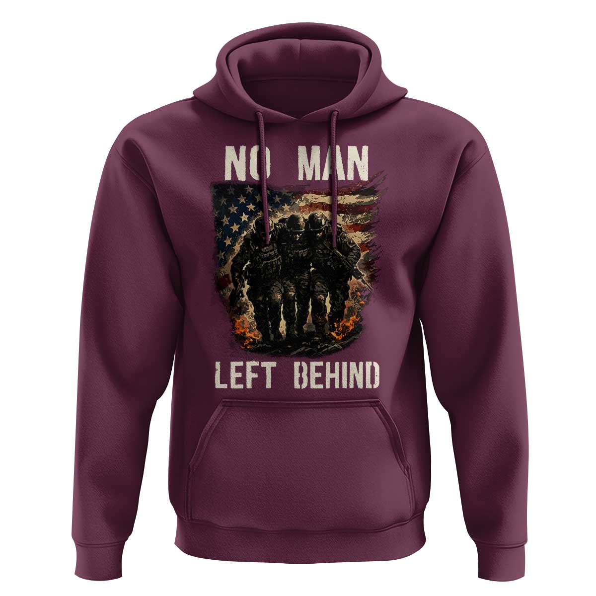 No Man Left Behind Soldiers Brotherhood Hoodie American Flag US Military