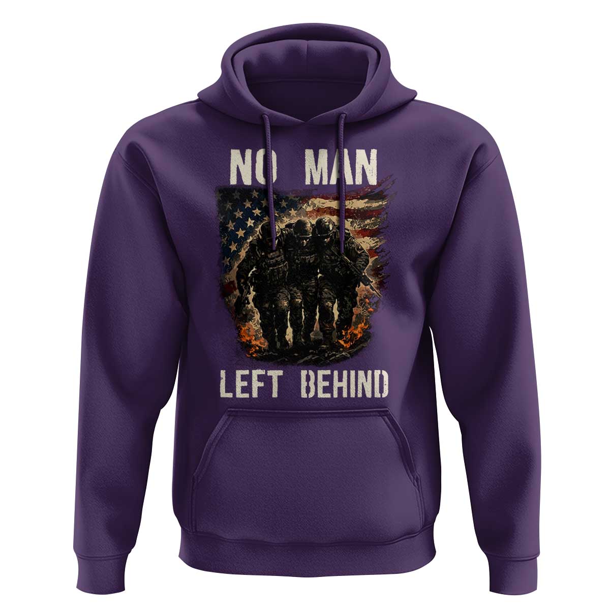 No Man Left Behind Soldiers Brotherhood Hoodie American Flag US Military