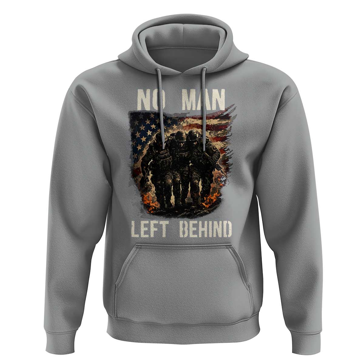 No Man Left Behind Soldiers Brotherhood Hoodie American Flag US Military