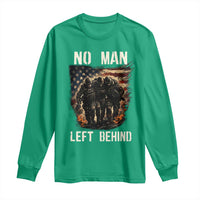 No Man Left Behind Soldiers Brotherhood Long Sleeve Shirt American Flag US Military