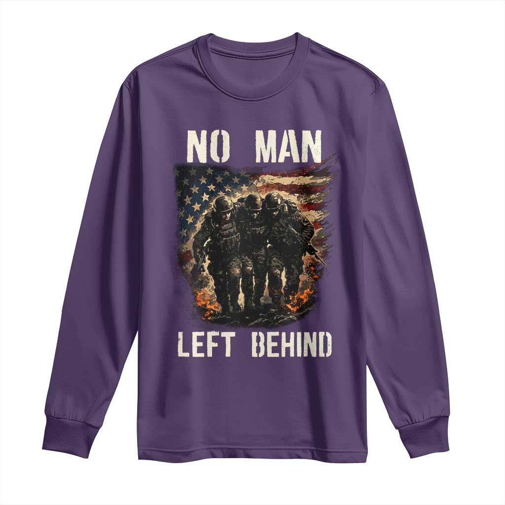 No Man Left Behind Soldiers Brotherhood Long Sleeve Shirt American Flag US Military