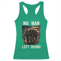 No Man Left Behind Soldiers Brotherhood Racerback Tank Top American Flag US Military