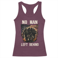 No Man Left Behind Soldiers Brotherhood Racerback Tank Top American Flag US Military