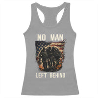 No Man Left Behind Soldiers Brotherhood Racerback Tank Top American Flag US Military