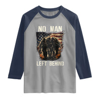 No Man Left Behind Soldiers Brotherhood Raglan Shirt American Flag US Military