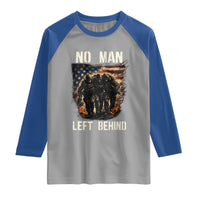 No Man Left Behind Soldiers Brotherhood Raglan Shirt American Flag US Military