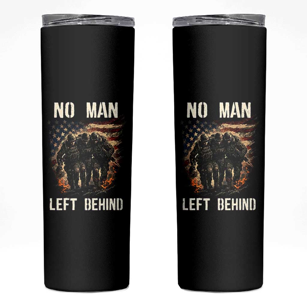 No Man Left Behind Soldiers Brotherhood Skinny Tumbler American Flag US Military