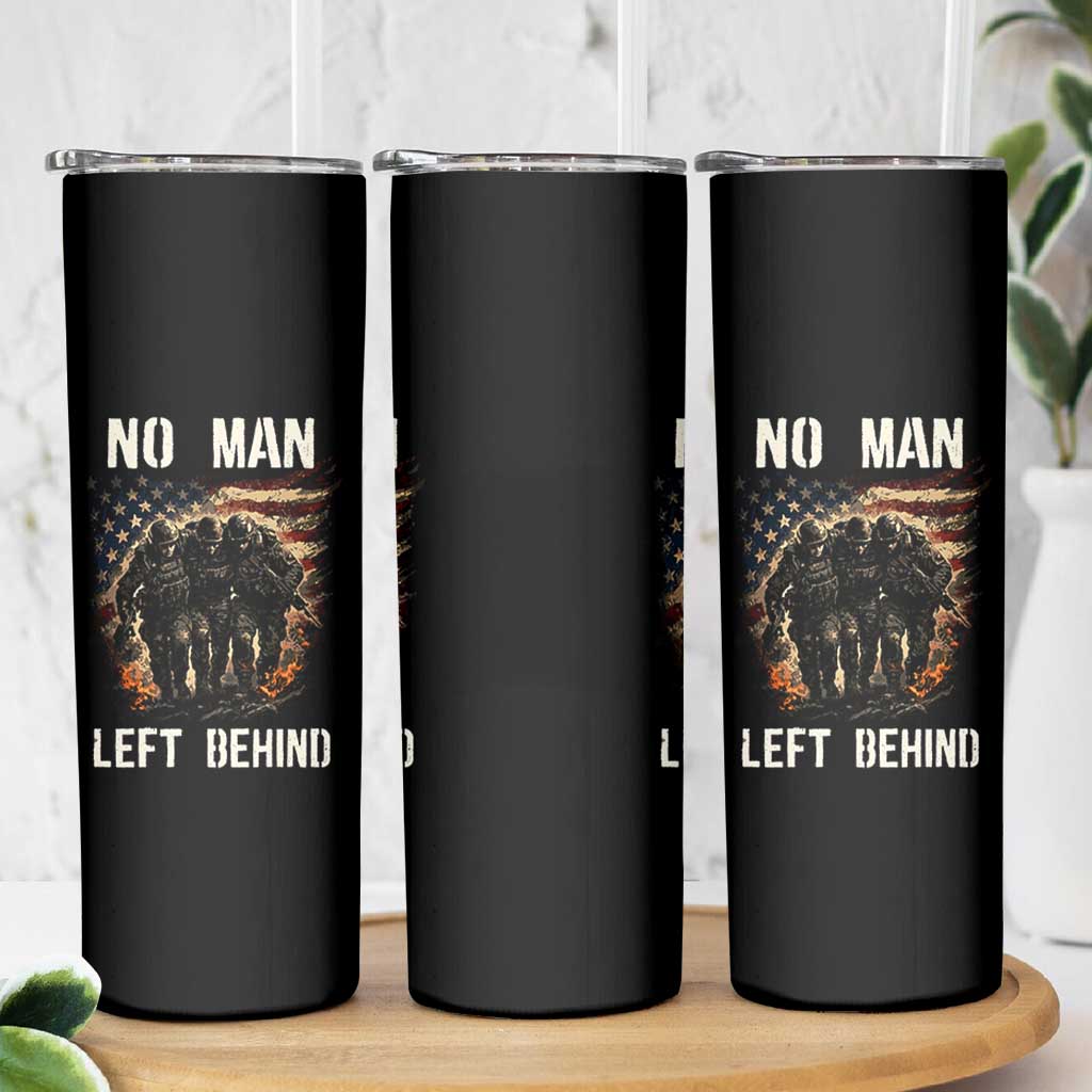 No Man Left Behind Soldiers Brotherhood Skinny Tumbler American Flag US Military