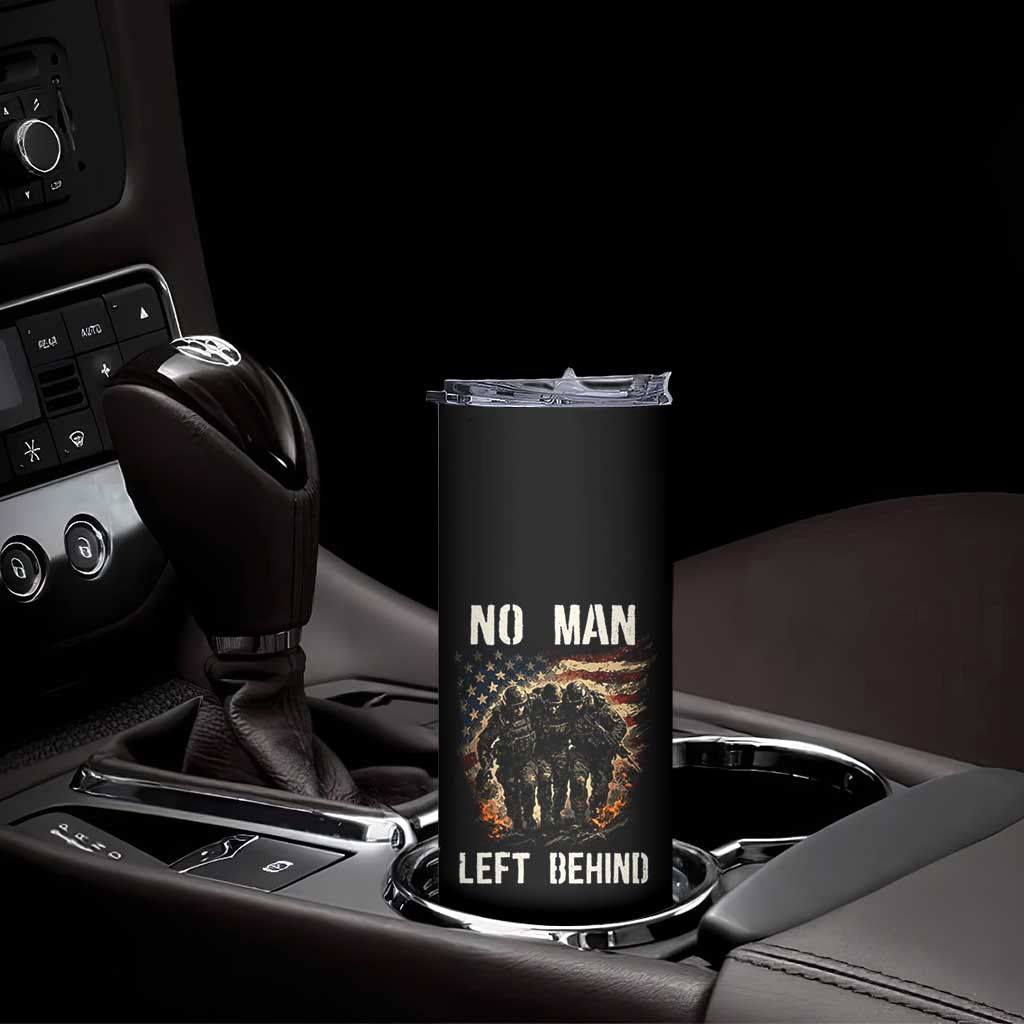 No Man Left Behind Soldiers Brotherhood Skinny Tumbler American Flag US Military