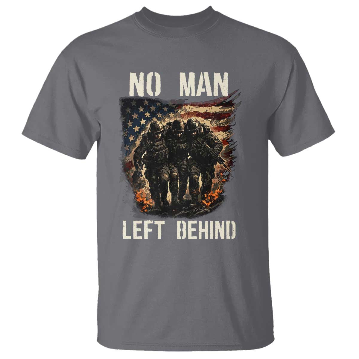 No Man Left Behind Soldiers Brotherhood T Shirt American Flag US Military