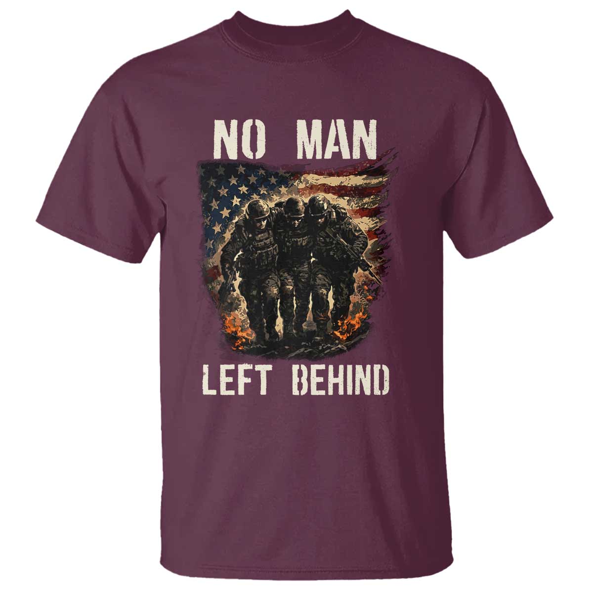 No Man Left Behind Soldiers Brotherhood T Shirt American Flag US Military