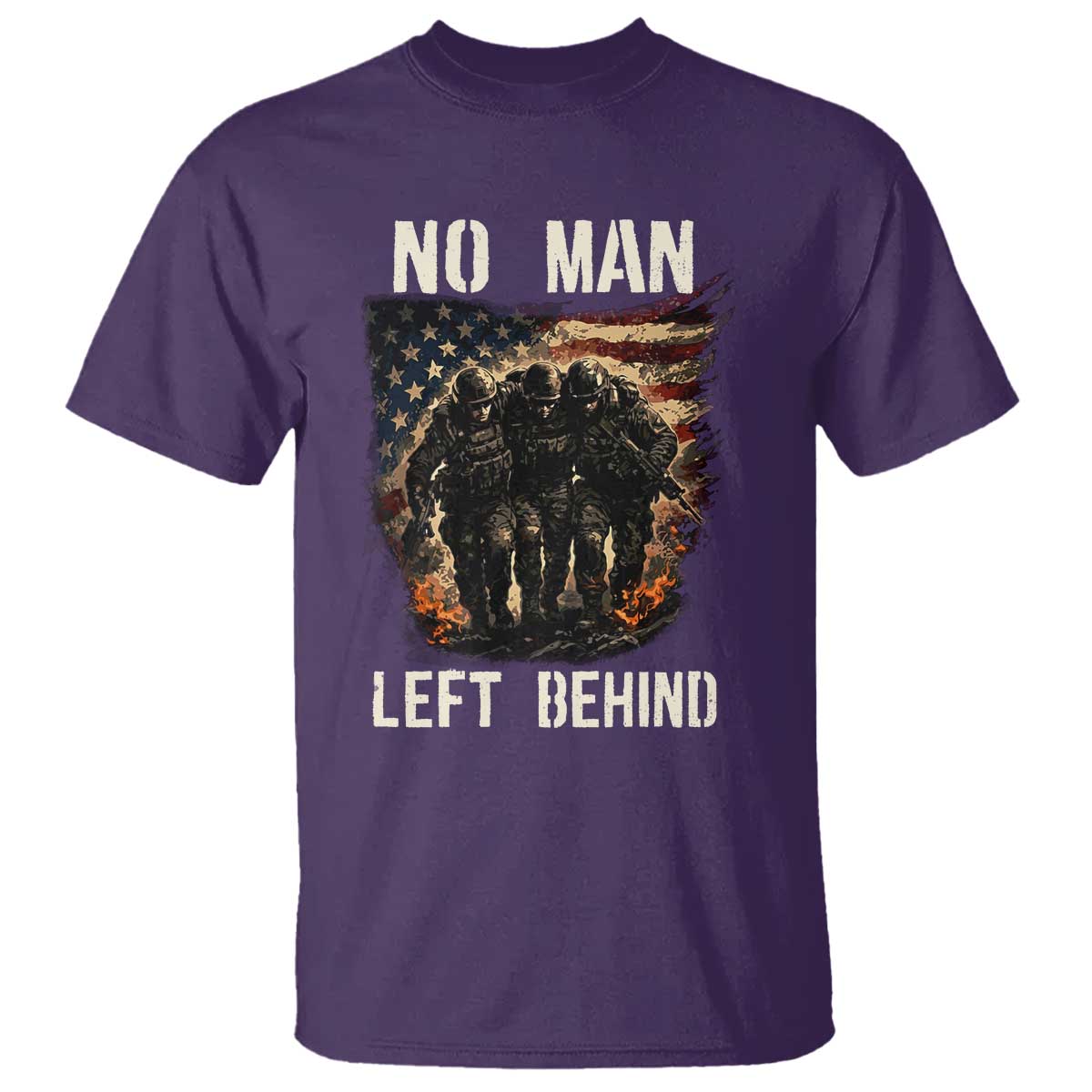 No Man Left Behind Soldiers Brotherhood T Shirt American Flag US Military