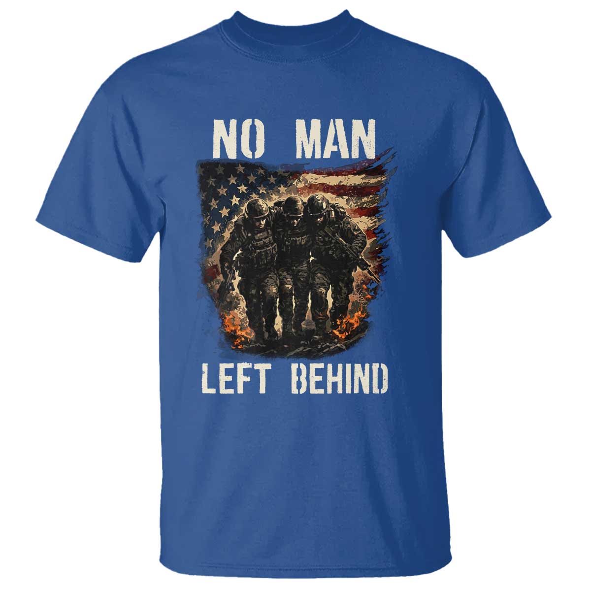 No Man Left Behind Soldiers Brotherhood T Shirt American Flag US Military