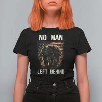 No Man Left Behind Soldiers Brotherhood T Shirt For Women American Flag US Military