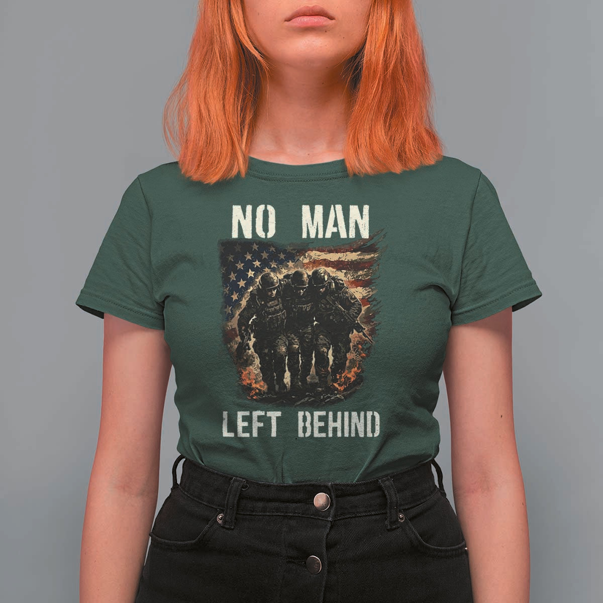 No Man Left Behind Soldiers Brotherhood T Shirt For Women American Flag US Military