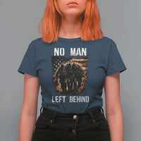 No Man Left Behind Soldiers Brotherhood T Shirt For Women American Flag US Military