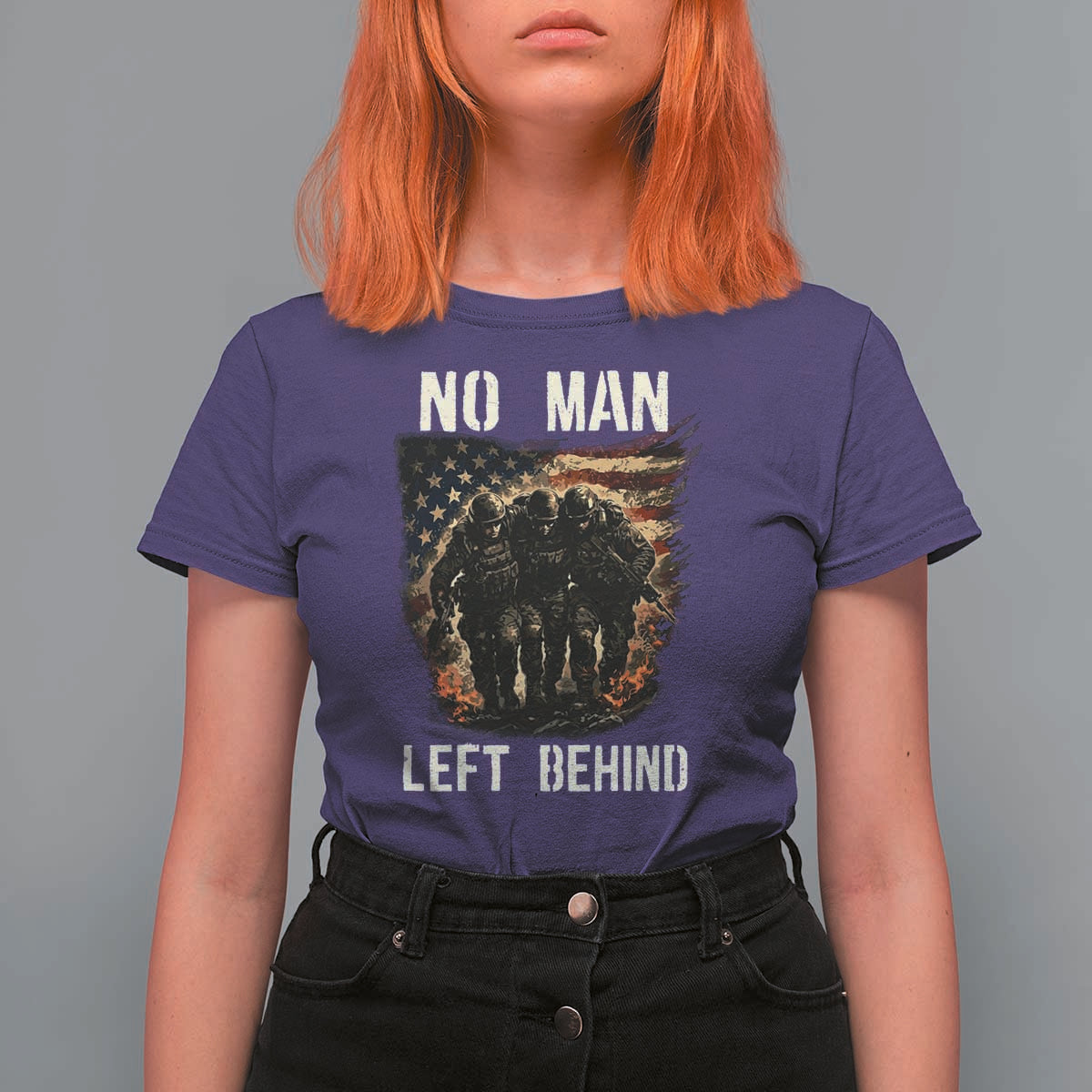 No Man Left Behind Soldiers Brotherhood T Shirt For Women American Flag US Military