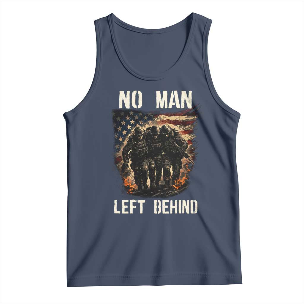 No Man Left Behind Soldiers Brotherhood Tank Top American Flag US Military