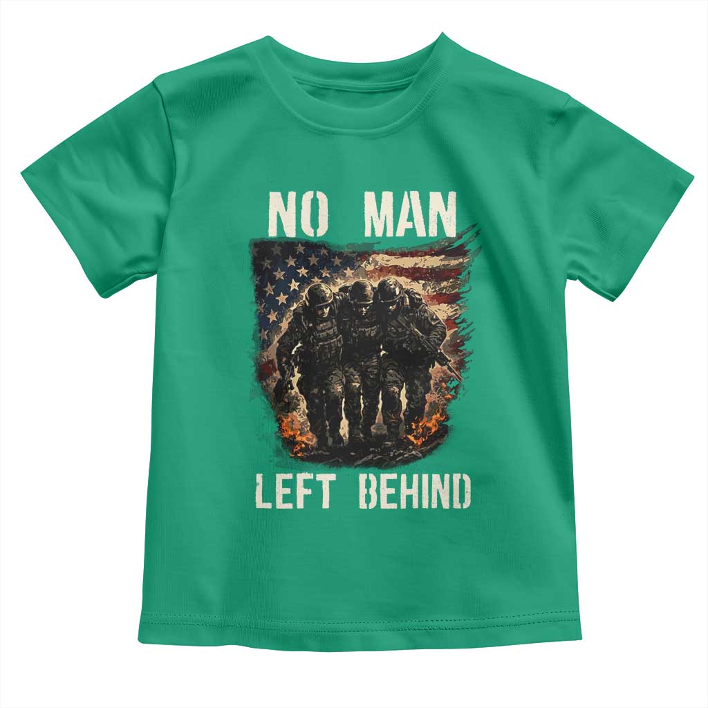 No Man Left Behind Soldiers Brotherhood Toddler T Shirt American Flag US Military