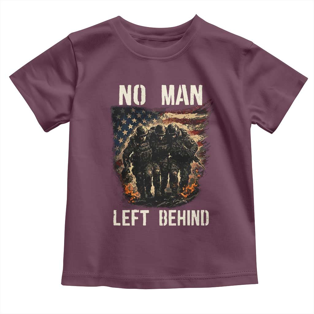 No Man Left Behind Soldiers Brotherhood Toddler T Shirt American Flag US Military