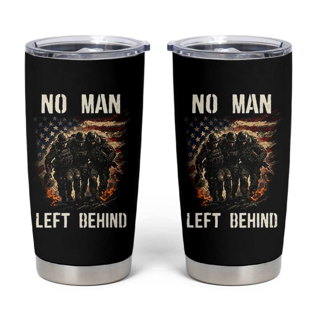 No Man Left Behind Soldiers Brotherhood Tumbler Cup American Flag US Military