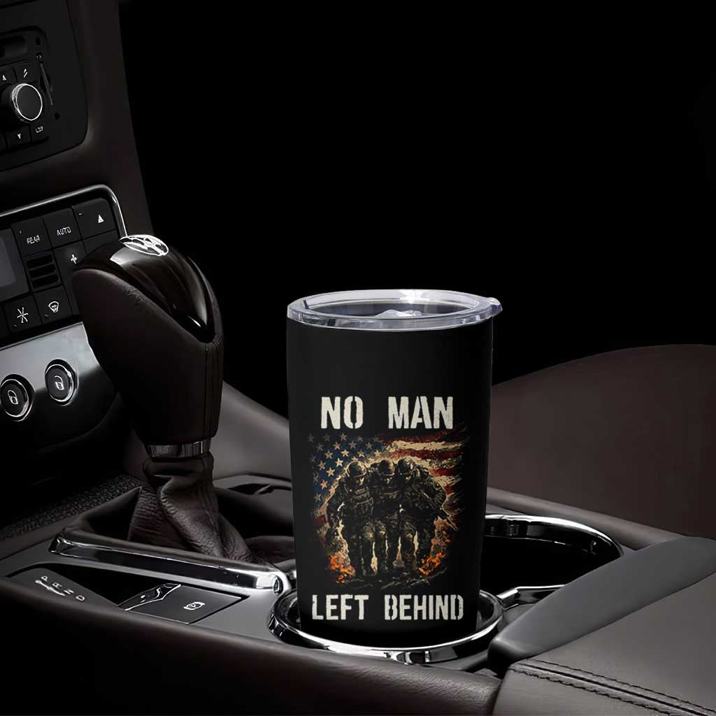 No Man Left Behind Soldiers Brotherhood Tumbler Cup American Flag US Military