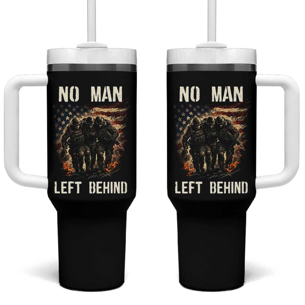 No Man Left Behind Soldiers Brotherhood Tumbler With Handle American Flag US Military