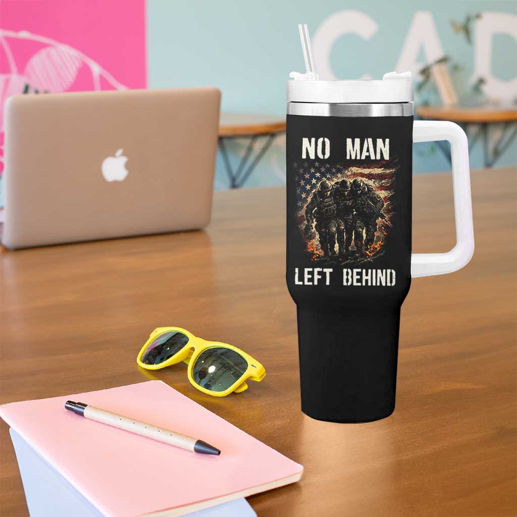 No Man Left Behind Soldiers Brotherhood Tumbler With Handle American Flag US Military