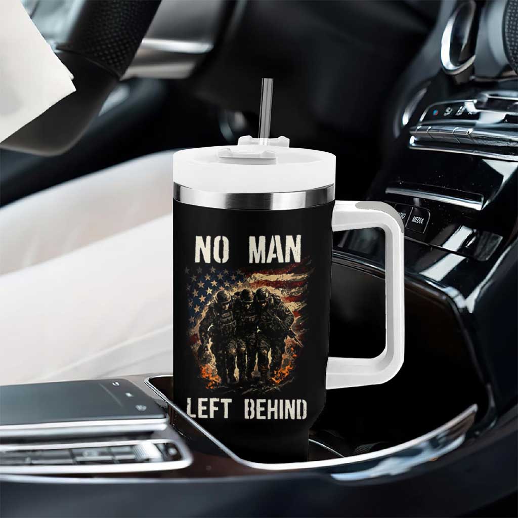 No Man Left Behind Soldiers Brotherhood Tumbler With Handle American Flag US Military