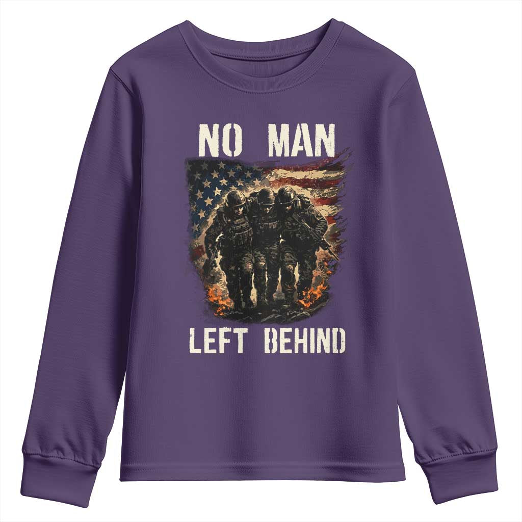 No Man Left Behind Soldiers Brotherhood Youth Sweatshirt American Flag US Military