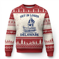 Get In Loser We are Crossing The Delaware Ugly Christmas Sweater Funny George Washington Nautical Humor Graphic