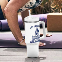 Get In Loser We are Crossing The Delaware Tumbler With Handle Funny George Washington Nautical Humor Graphic