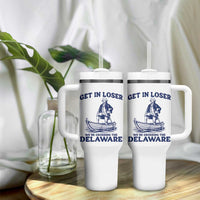 Get In Loser We are Crossing The Delaware Tumbler With Handle Funny George Washington Nautical Humor Graphic