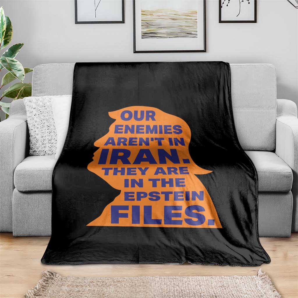 Our Enemies Aren't In Iran Throw Blanket Epstein Files Silhouette Political Satire
