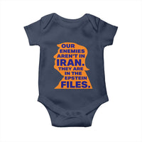 Our Enemies Aren't In Iran Baby Onesie Epstein Files Silhouette Political Satire