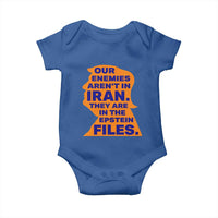 Our Enemies Aren't In Iran Baby Onesie Epstein Files Silhouette Political Satire