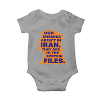 Our Enemies Aren't In Iran Baby Onesie Epstein Files Silhouette Political Satire