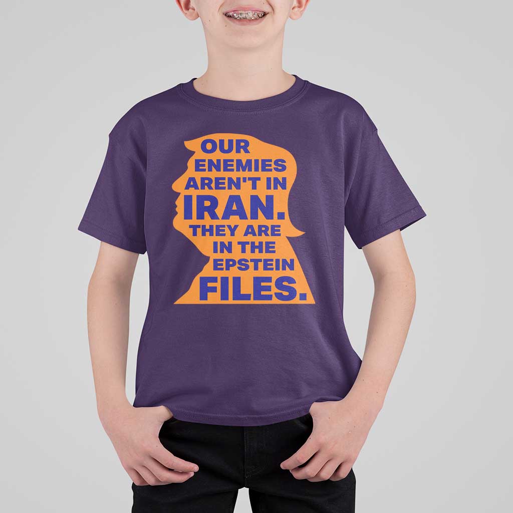 Our Enemies Aren't In Iran T Shirt For Kid Epstein Files Silhouette Political Satire