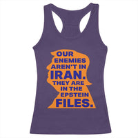 Our Enemies Aren't In Iran Racerback Tank Top Epstein Files Silhouette Political Satire