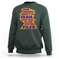 Our Enemies Aren't In Iran Sweatshirt Epstein Files Silhouette Political Satire