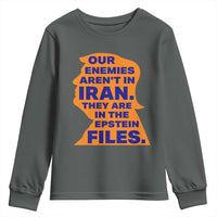 Our Enemies Aren't In Iran Youth Sweatshirt Epstein Files Silhouette Political Satire