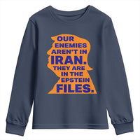 Our Enemies Aren't In Iran Youth Sweatshirt Epstein Files Silhouette Political Satire