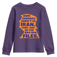 Our Enemies Aren't In Iran Youth Sweatshirt Epstein Files Silhouette Political Satire