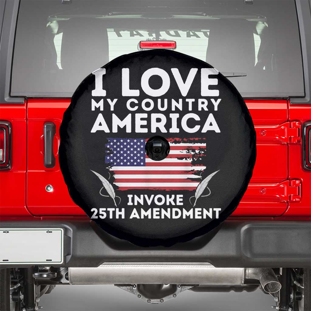 I Love My Country Invoke 25th Amendment Spare Tire Cover Distressed Flag Patriotic Political Satire