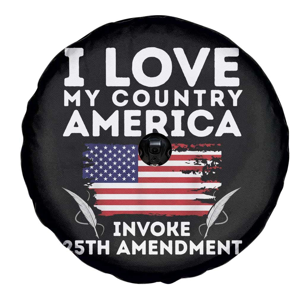 I Love My Country Invoke 25th Amendment Spare Tire Cover Distressed Flag Patriotic Political Satire