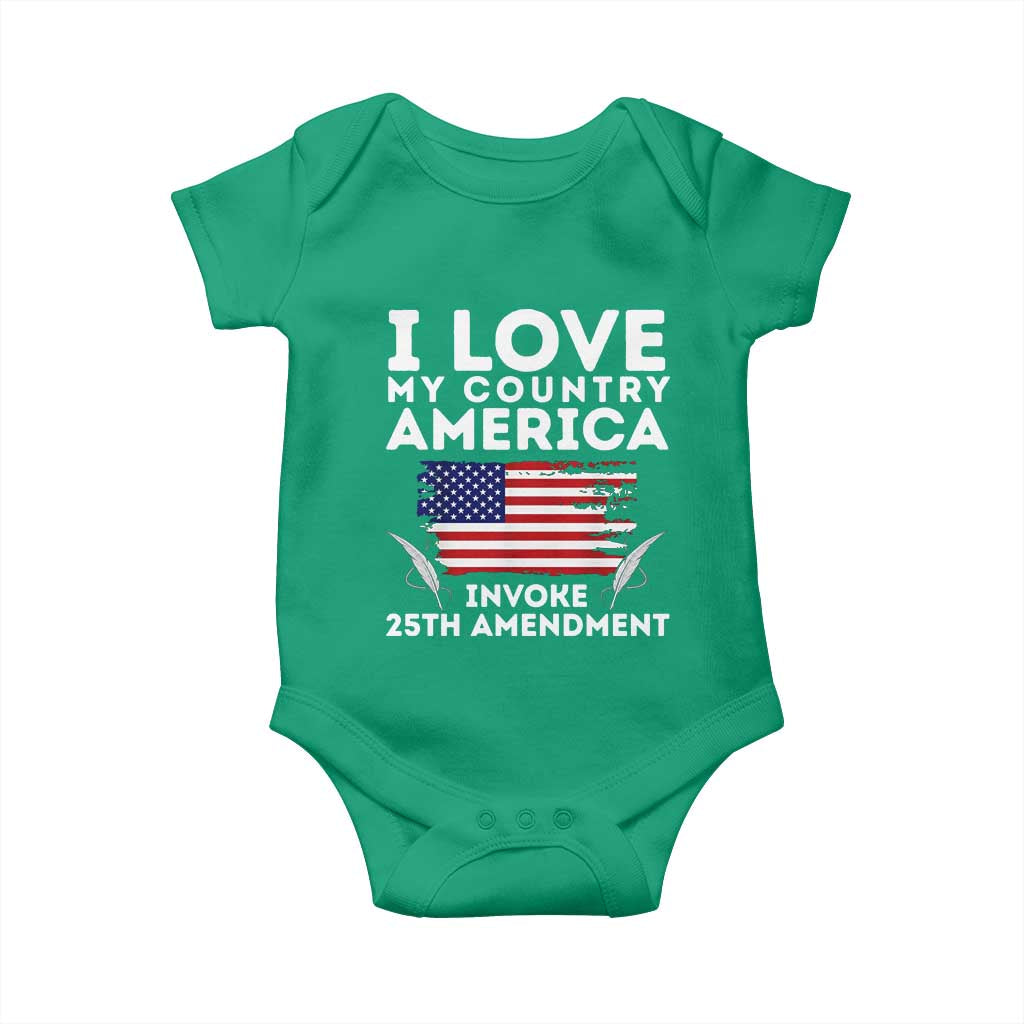 I Love My Country Invoke 25th Amendment Baby Onesie Distressed Flag Patriotic Political Satire
