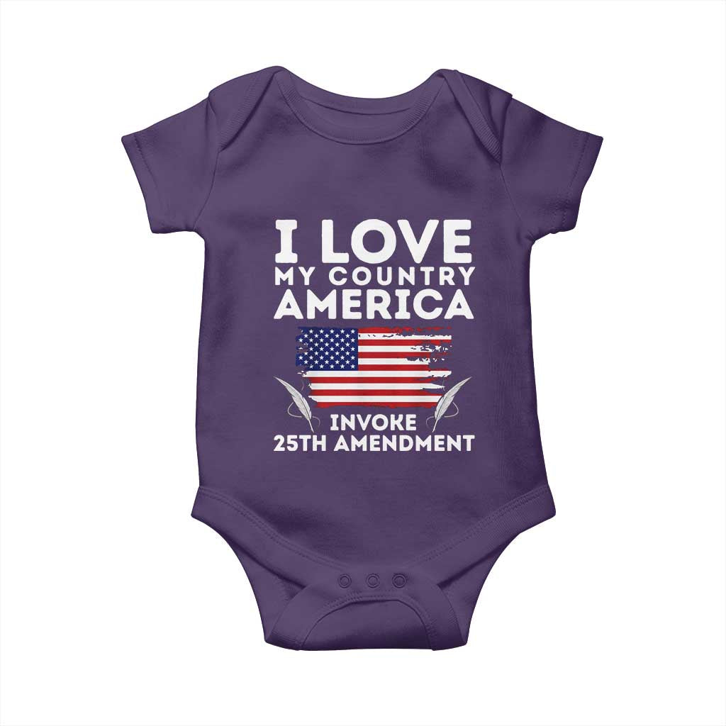 I Love My Country Invoke 25th Amendment Baby Onesie Distressed Flag Patriotic Political Satire