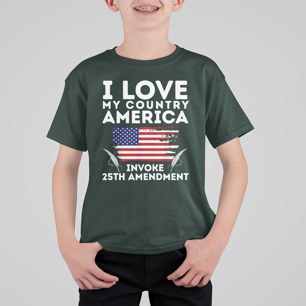 I Love My Country Invoke 25th Amendment T Shirt For Kid Distressed Flag Patriotic Political Satire